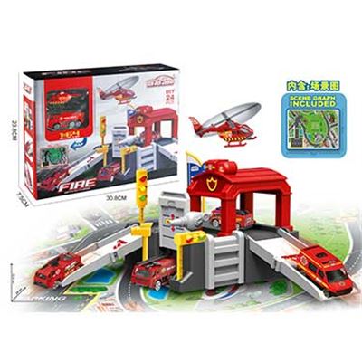Estación bomberos c/vehículos y helicóptero - 87833844