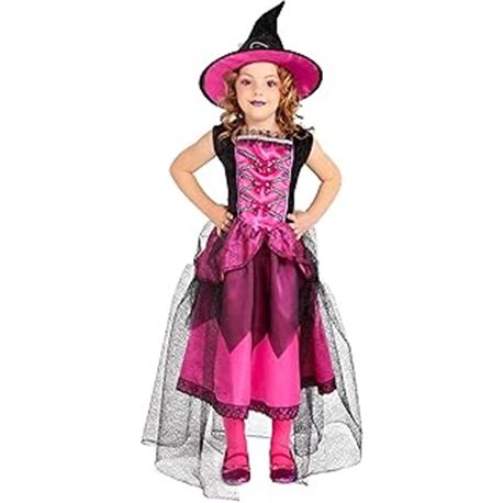 Disfraz bruja chic rosa inf 8-10 - 78986787