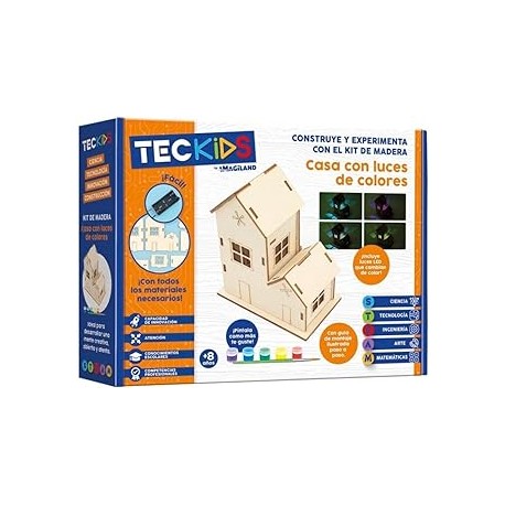 KIT EN MADERA - CASA CON LUZ DE COLORES