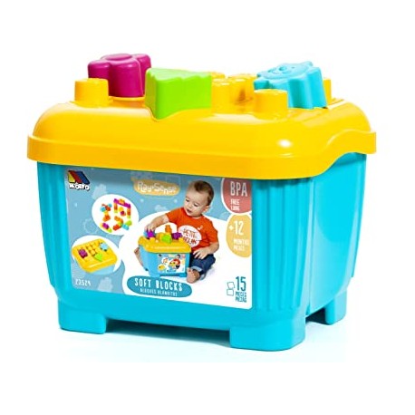 Cubeta Blocks y Puzzles Blandos 15 Pcs