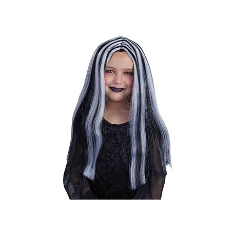 PELUCA BRUJITA NEGRA CON MECHAS BLANCAS