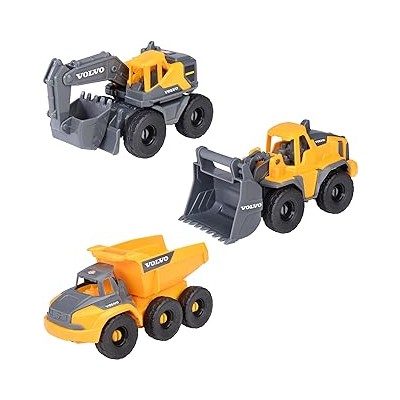 Set 3 Vehículos Equipo Construcción Volvo 16cm