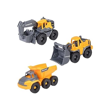 Set 3 Vehículos Equipo Construcción Volvo 16cm