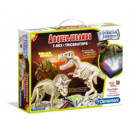 Arqueojugando T Rex y Triceratops fluor
