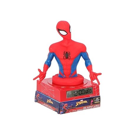 LAMPARA 3D CON DESPERTADOR Y FECHA SPIDERMAN (4x1)