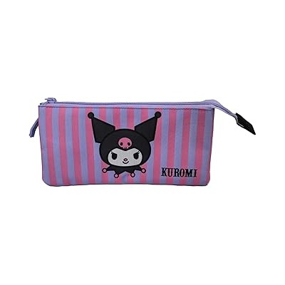 Kuromi Estuche Triple. Interior totalmente forrado y