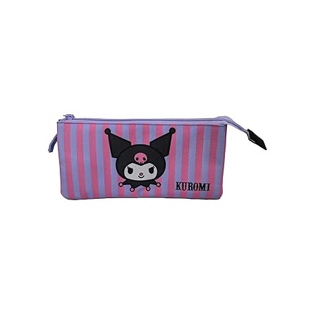 Kuromi Estuche Triple. Interior totalmente forrado y