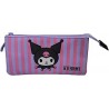 Kuromi Estuche Triple. Interior totalmente forrado y