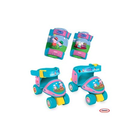 Patines 4 ruedas+protecciones Peppa Pig