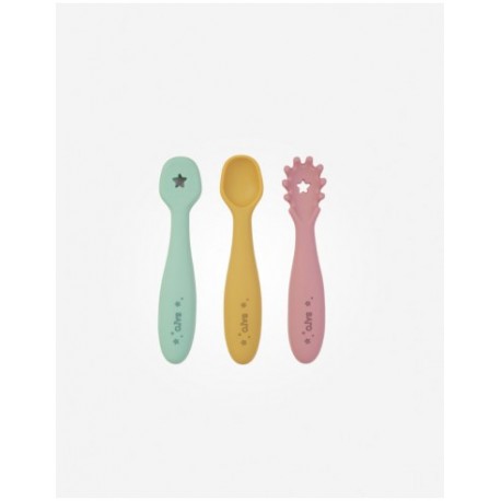 Set cubiertos de aprendizaje rosa