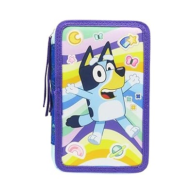Bluey Plumier 3 Pisos con Material Escolar -Stickers