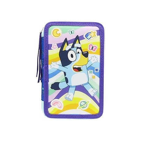 Bluey Plumier 3 Pisos con Material Escolar -Stickers