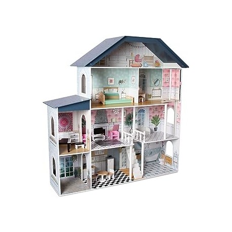 Casa Madera de Muñecas 4 Pisos Premium