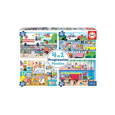 HÉROES EN ACCIÓN 20-40-60-80 "4 IN 1 PUZZLE