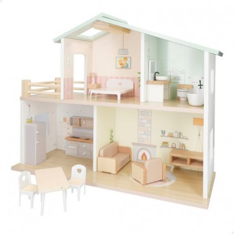 Woomax - Casa De Muñecas Madera Con Muebles