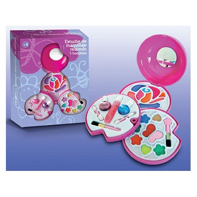 ESTUCHE MAQUILLAJE REDONDO 3 BANDEJAS