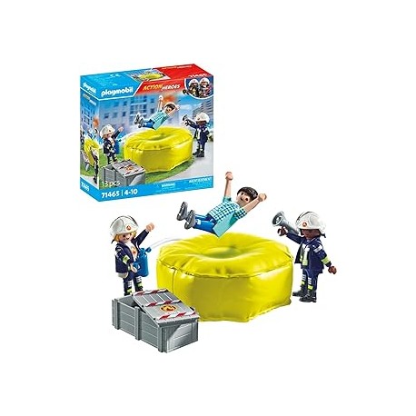 Bomberos con colchoneta