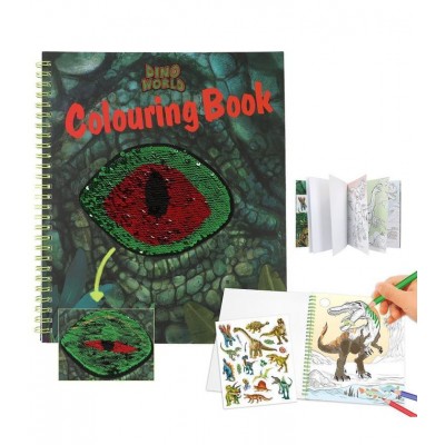 Dino World libro colorear con lentejuelas