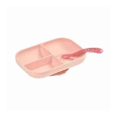 SET COMIDA CON VENTOSA Y CUCHARA ROSA