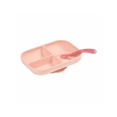 SET COMIDA CON VENTOSA Y CUCHARA ROSA