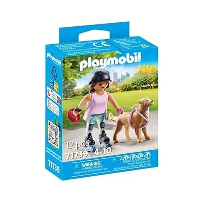 Patinadora con Retriever