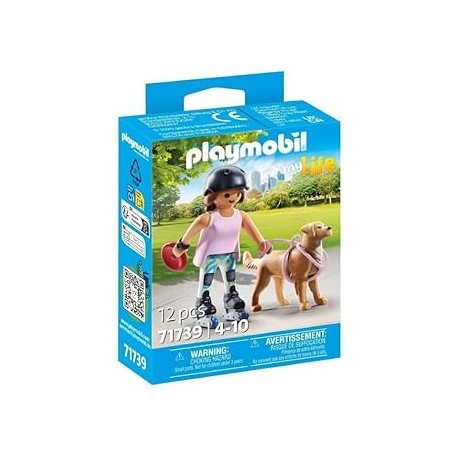 Patinadora con Retriever