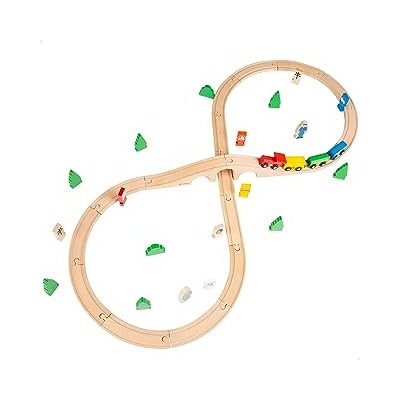 Woomax-Bote Pista Coches Madera 40 Pcs +24m