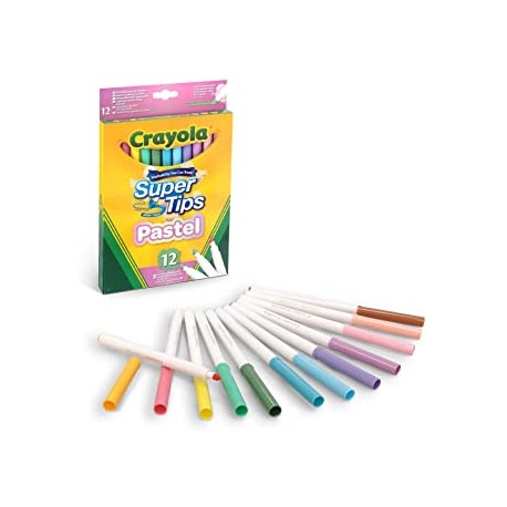 12 ROTULADORES SÚPER PUNTA LAVABLES COLORES PASTEL