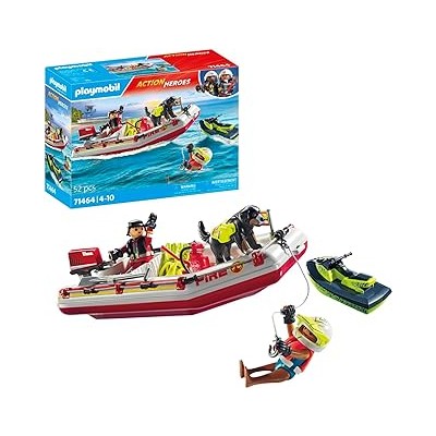 Bote de bomberos con moto acuática