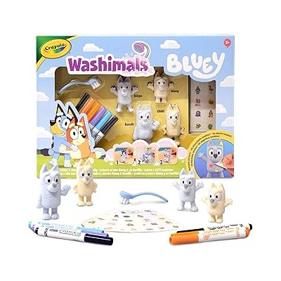 Washimals Bluey - Set 4 mascotas con Stickers ¡Novedad!