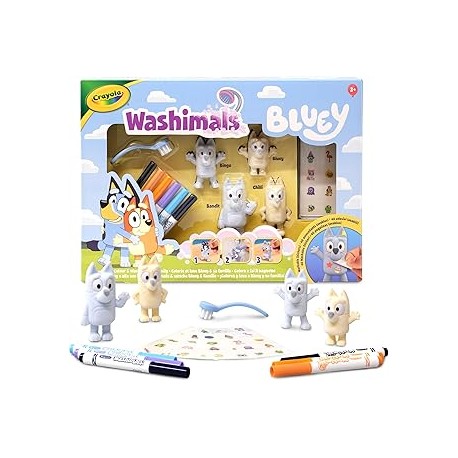 Washimals Bluey - Set 4 mascotas con Stickers ¡Novedad!