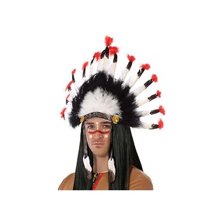 B/SOL. PENACHO PLUMAS INDIO BLANCO/NEGRO