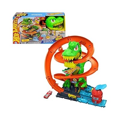 Hot Wheels City Super estación de Bomberos T-Rex Pista para coches de juguete