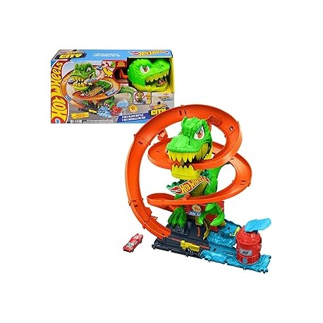 Hot Wheels City Super estación de Bomberos T-Rex Pista para coches de juguete